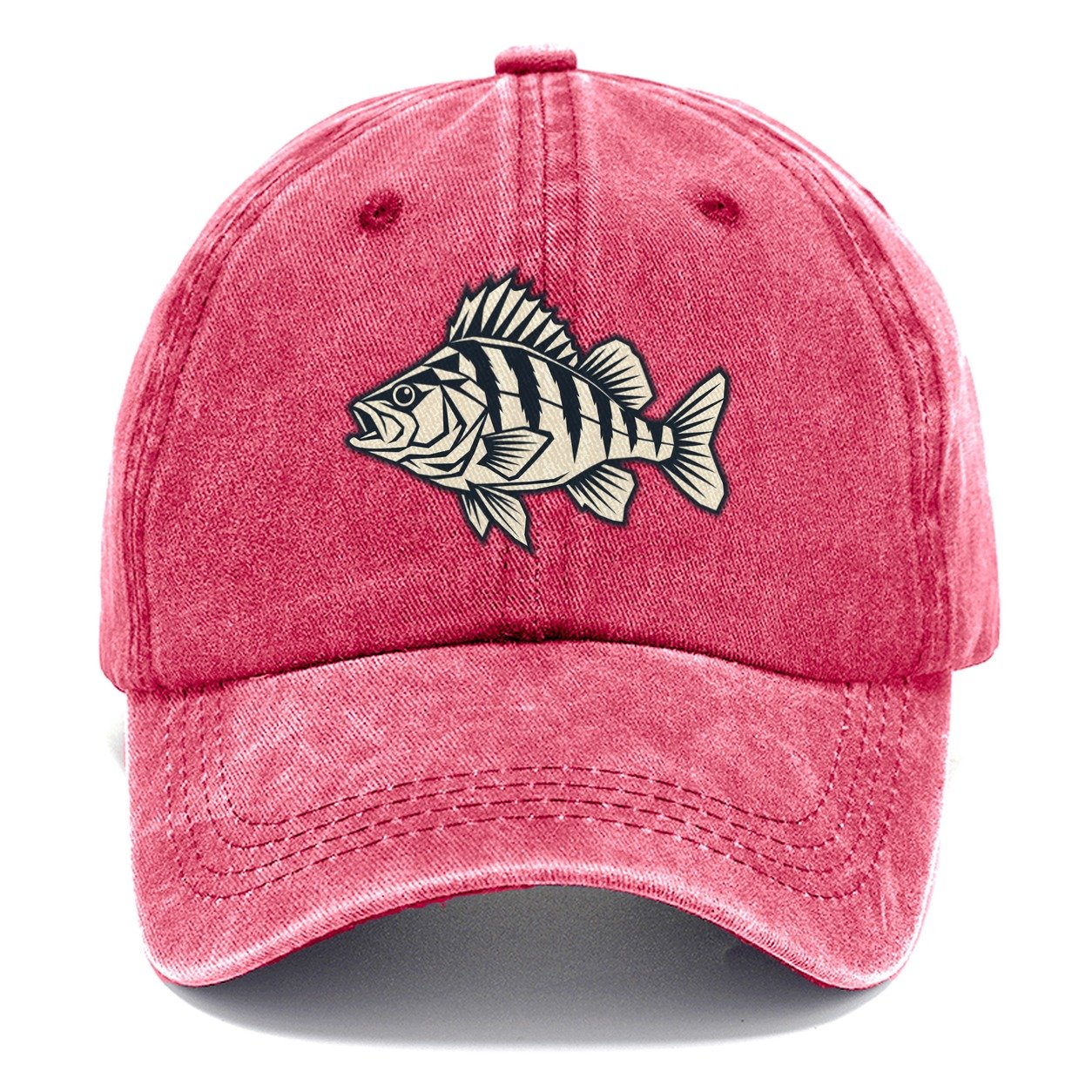 Geometric Perch Fishing Elegant Classic Cap – Pomegranate Blush