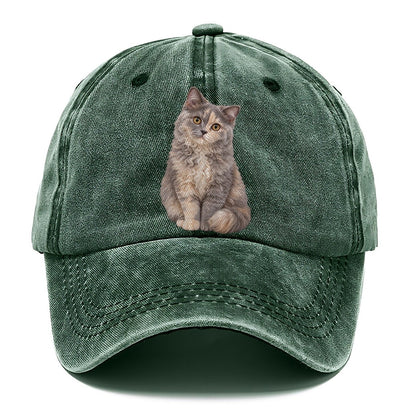 Selkirk Rex Seated Portrait Realistic Cat Portrait Classic Cap – Forest Mist