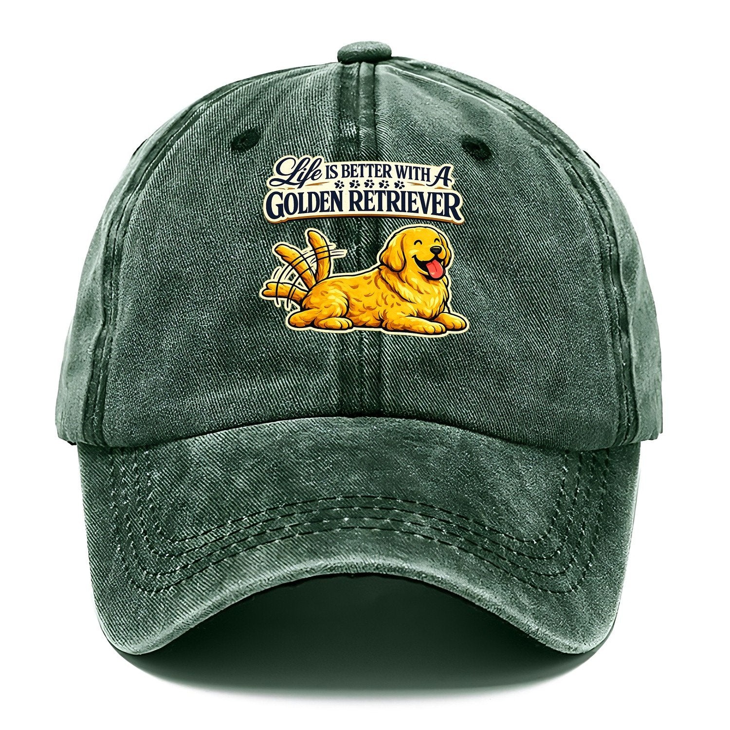 Life Is Better With A Golden Retriever Classic Cap – Forest Mist