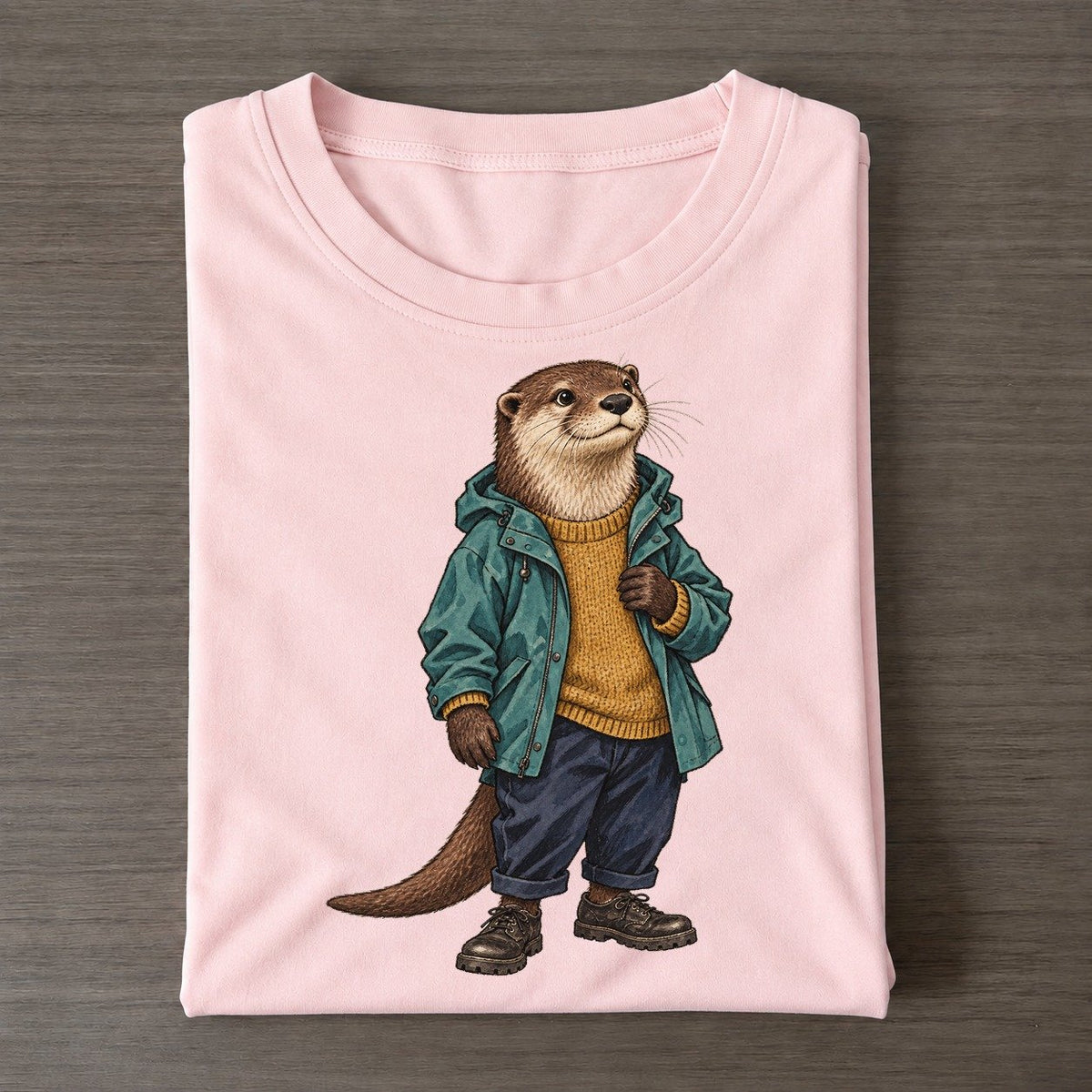 River Otter Wardrobe Portrait Wild Wardrobe Portraits Classic T-shirt – Pink
