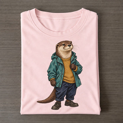 River Otter Wardrobe Portrait Wild Wardrobe Portraits Classic T-shirt – Pink