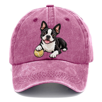Kindred Boston Terrier Lying Down Top Breeds Classic Cap – Dusty Rose