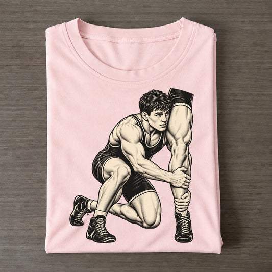 Wrestler Single Leg Entry Global Sports Ink Figures Classic T-shirt – Pink
