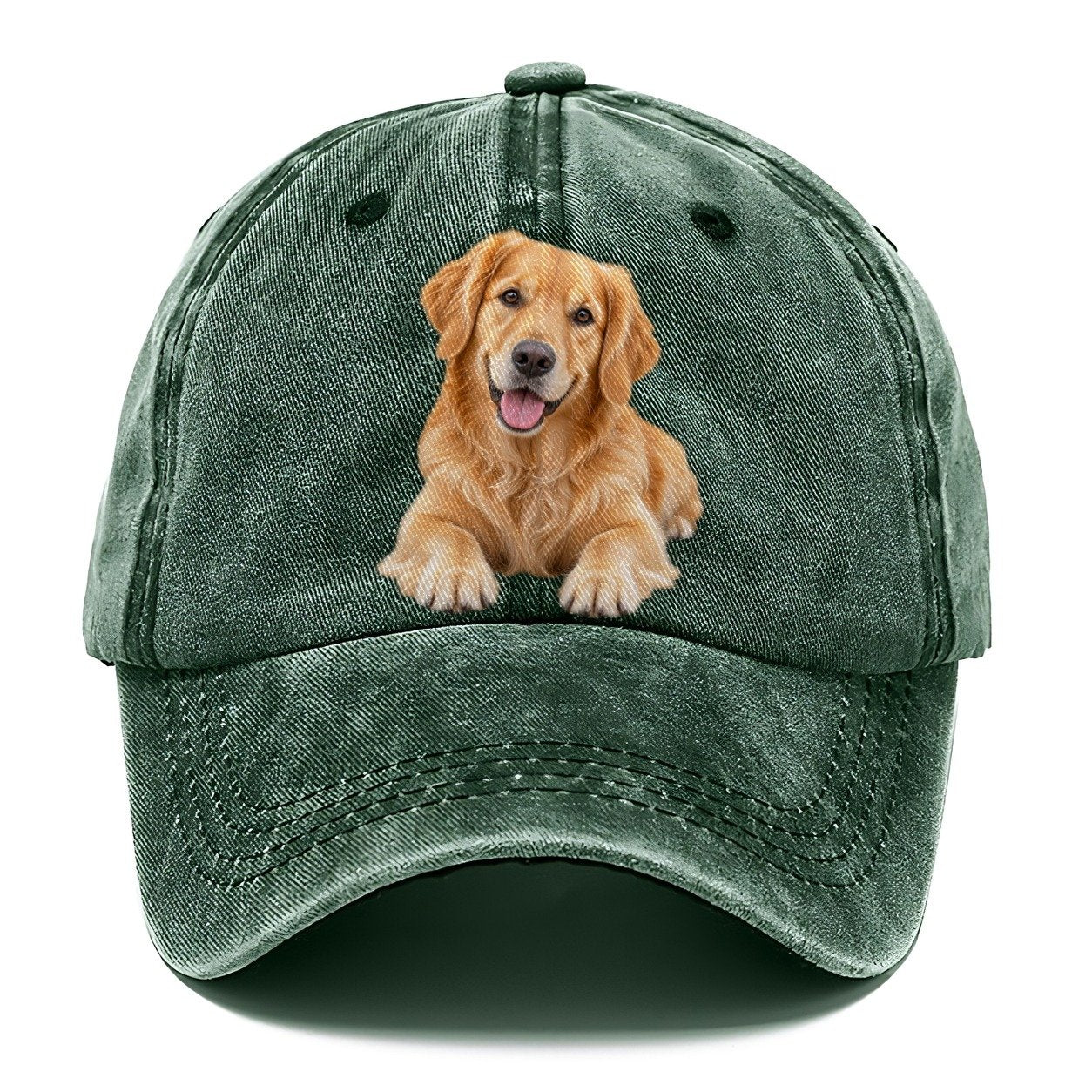 Golden Retriever Head Tilt Close Up Top Breeds Classic Cap – Forest Mist