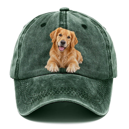 Golden Retriever Head Tilt Close Up Top Breeds Classic Cap – Forest Mist