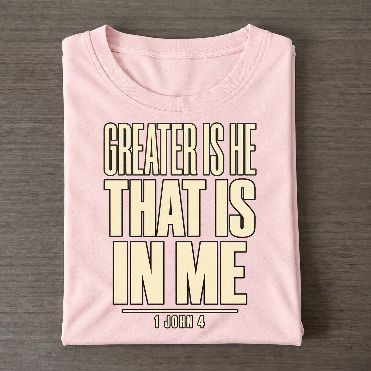 Greater Is He That Plain Gospel Classic T-shirt – Pink