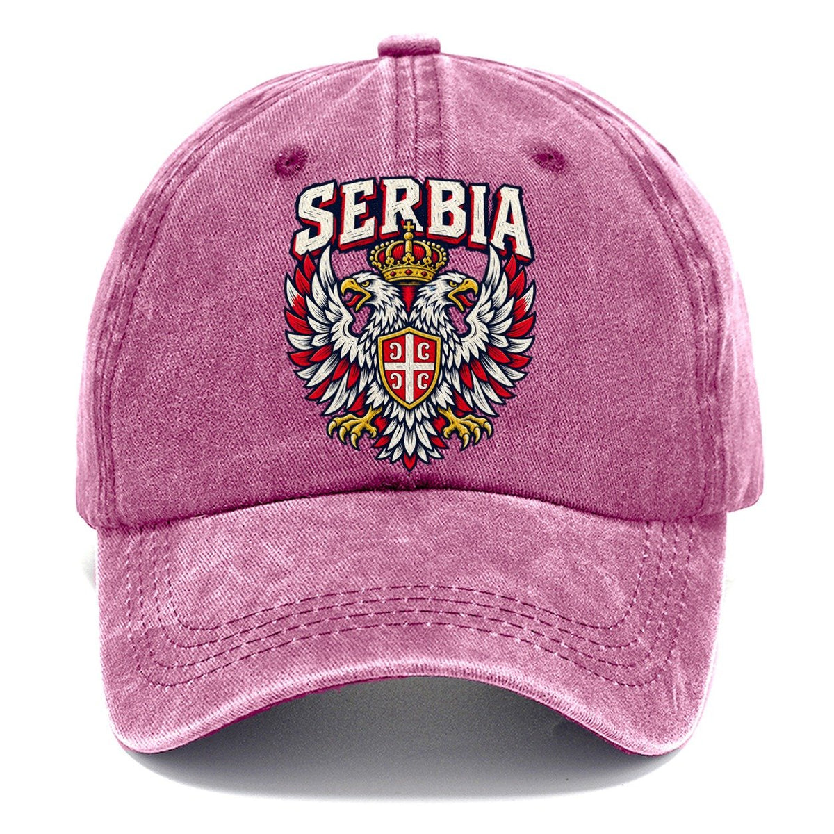Serbia Retro Badge Woodcut Classic Cap – Dusty Rose
