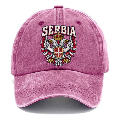 Serbia Retro Badge Woodcut Classic Cap – Dusty Rose