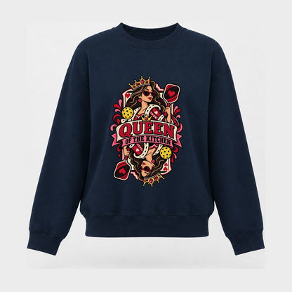 Queen Of The Kitchen Pickleball Life Women's Crewneck Sweatshirt – Navy