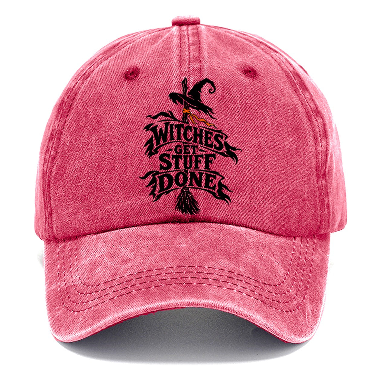 Witches Get Stuff Done Slogan Witch Magic Classic Cap – Pomegranate Blush