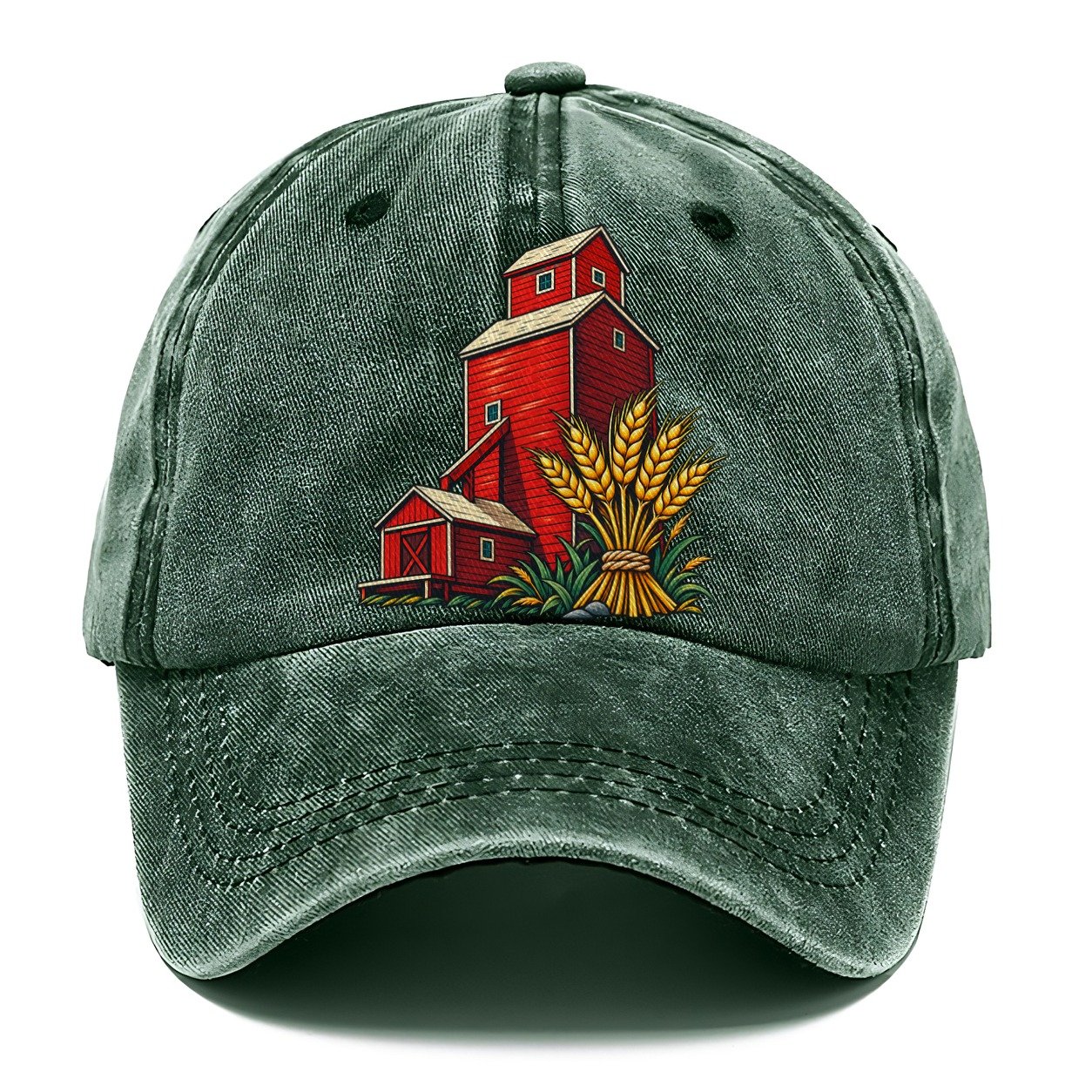 Prairie Grain Elevator And Wheat Sheaf Canada Cultural Icons Classic Cap – Forest Mist