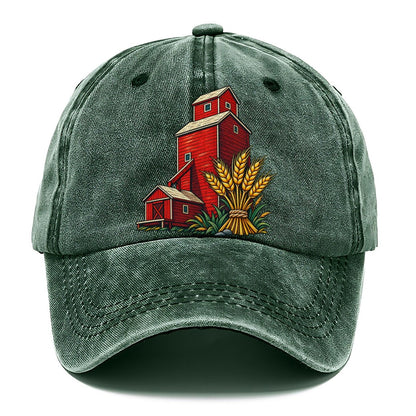 Prairie Grain Elevator And Wheat Sheaf Canada Cultural Icons Classic Cap – Forest Mist