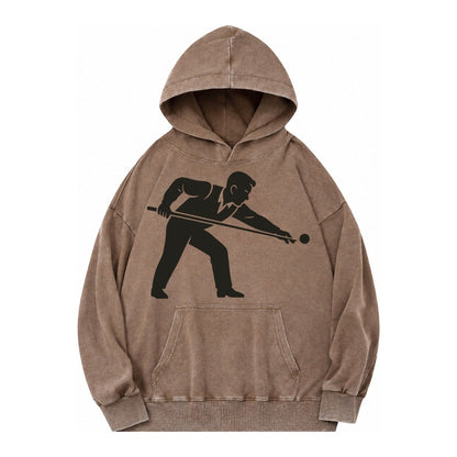Pool Player Lining Up Shot Vintage Washed Hoodie – Brown