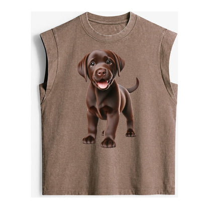 Chocolate Labrador Vintage Washed Tank – Brown