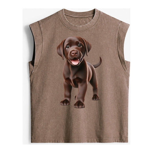 Chocolate Labrador Vintage Washed Tank – Brown