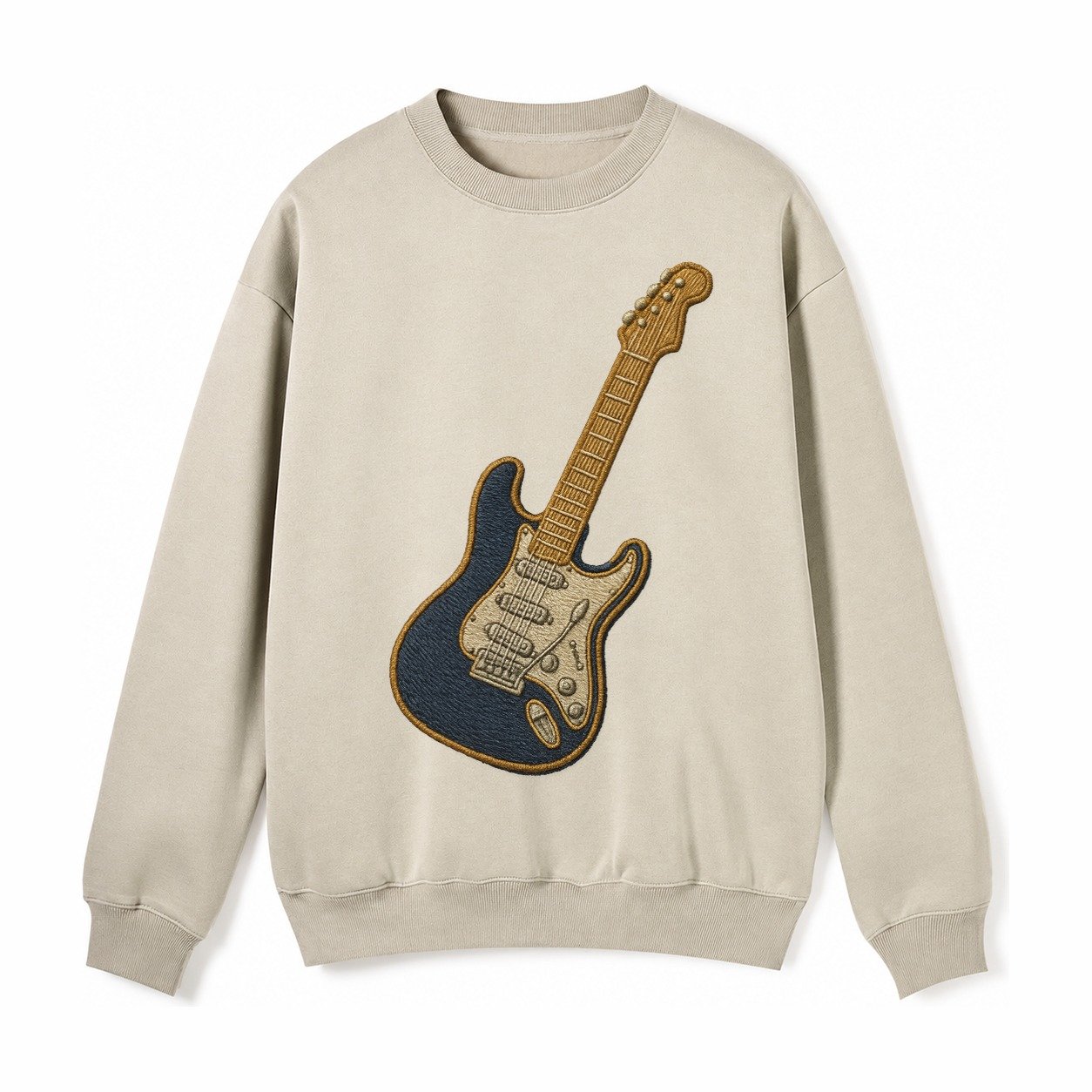 Electric Guitar Fleece Sweatshirt – Light Khaki