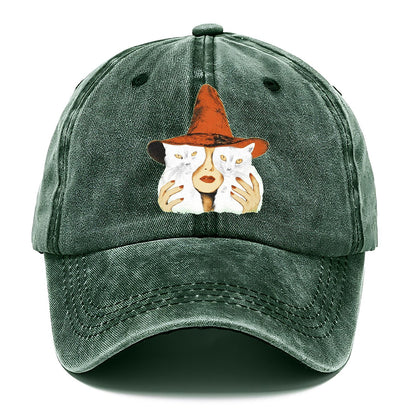 Witch Face With Cats Classic Cap – Forest Mist