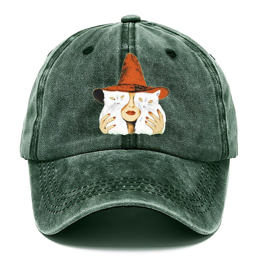 Witch Face With Cats Classic Cap – Forest Mist