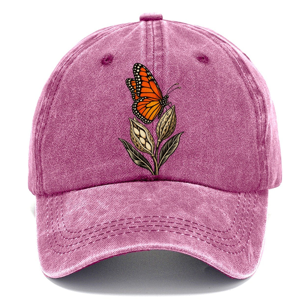 Monarch Butterfly on Milkweed Pods Classic Cap – Dusty Rose