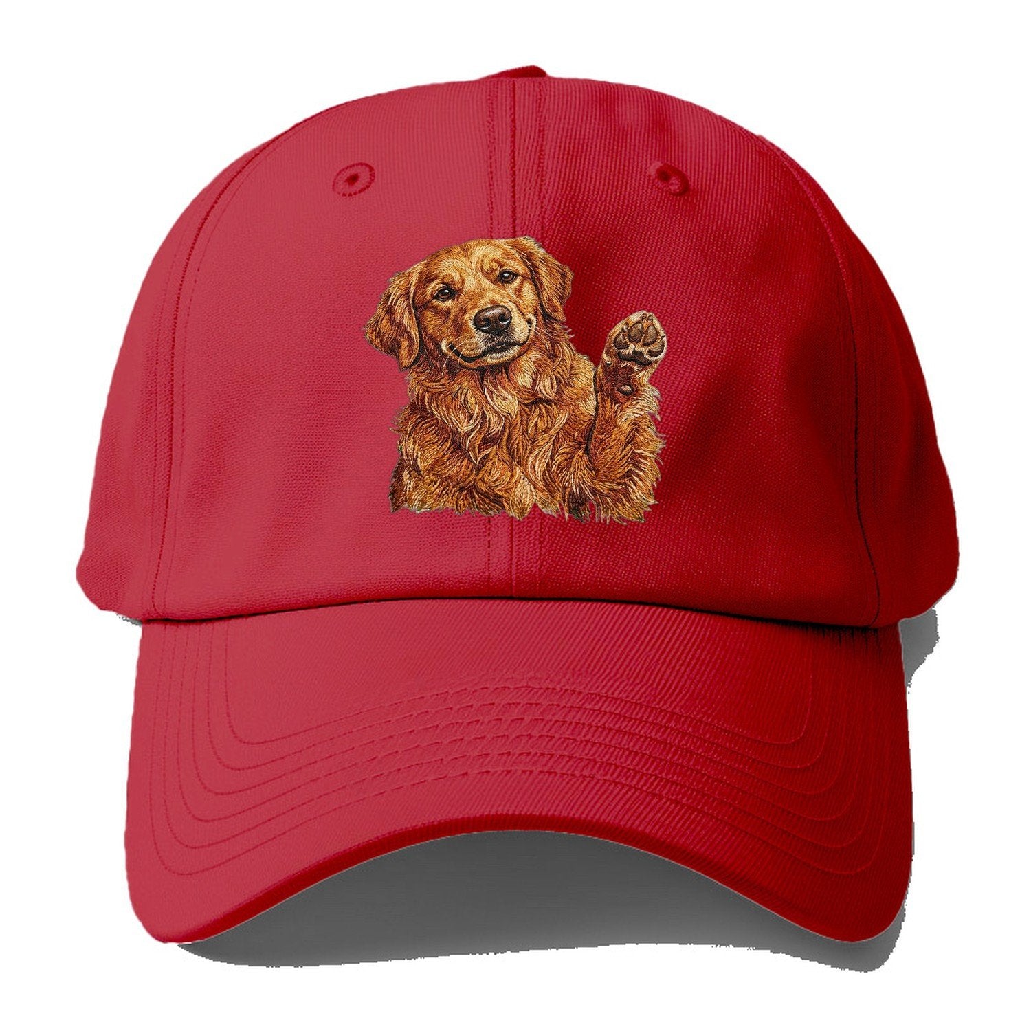 Golden Retriever Embroidered Baseball Cap – Red