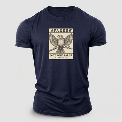 Sparrow Specimen Plate Creature Canticle Cotton T-Shirt – Navy