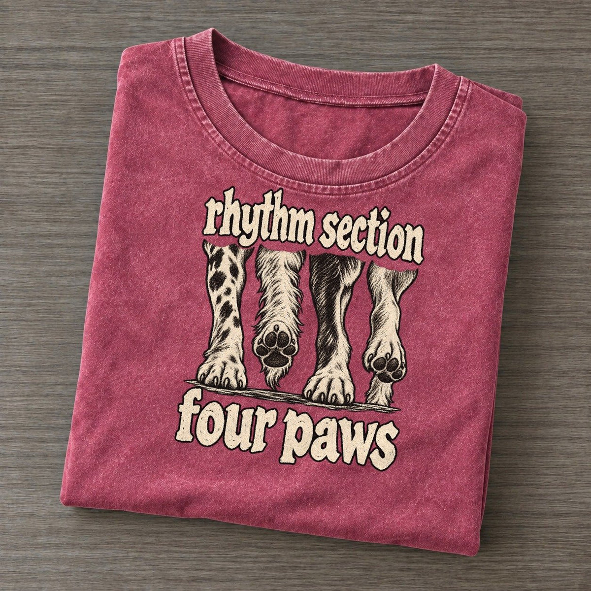 Four Dog Paws In A Row Seen From The Front Mid Stride Bark For Me Vintage T-shirt – Raspberry