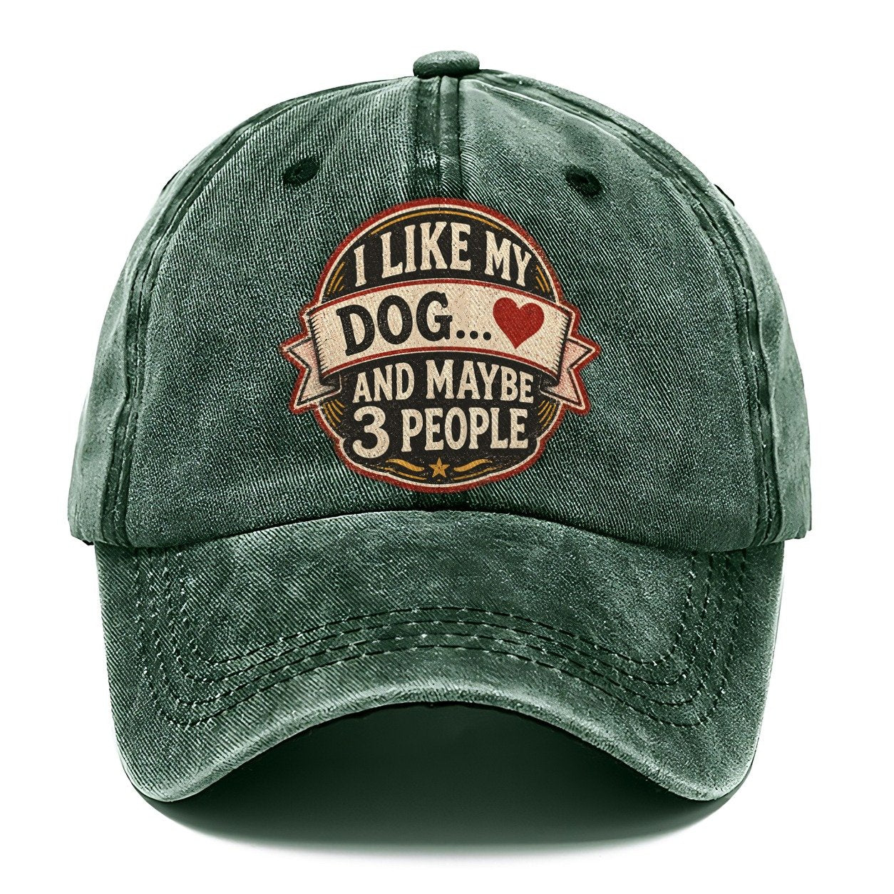 Dog and Maybe 3 People Vintage Badge Classic Cap – Forest Mist