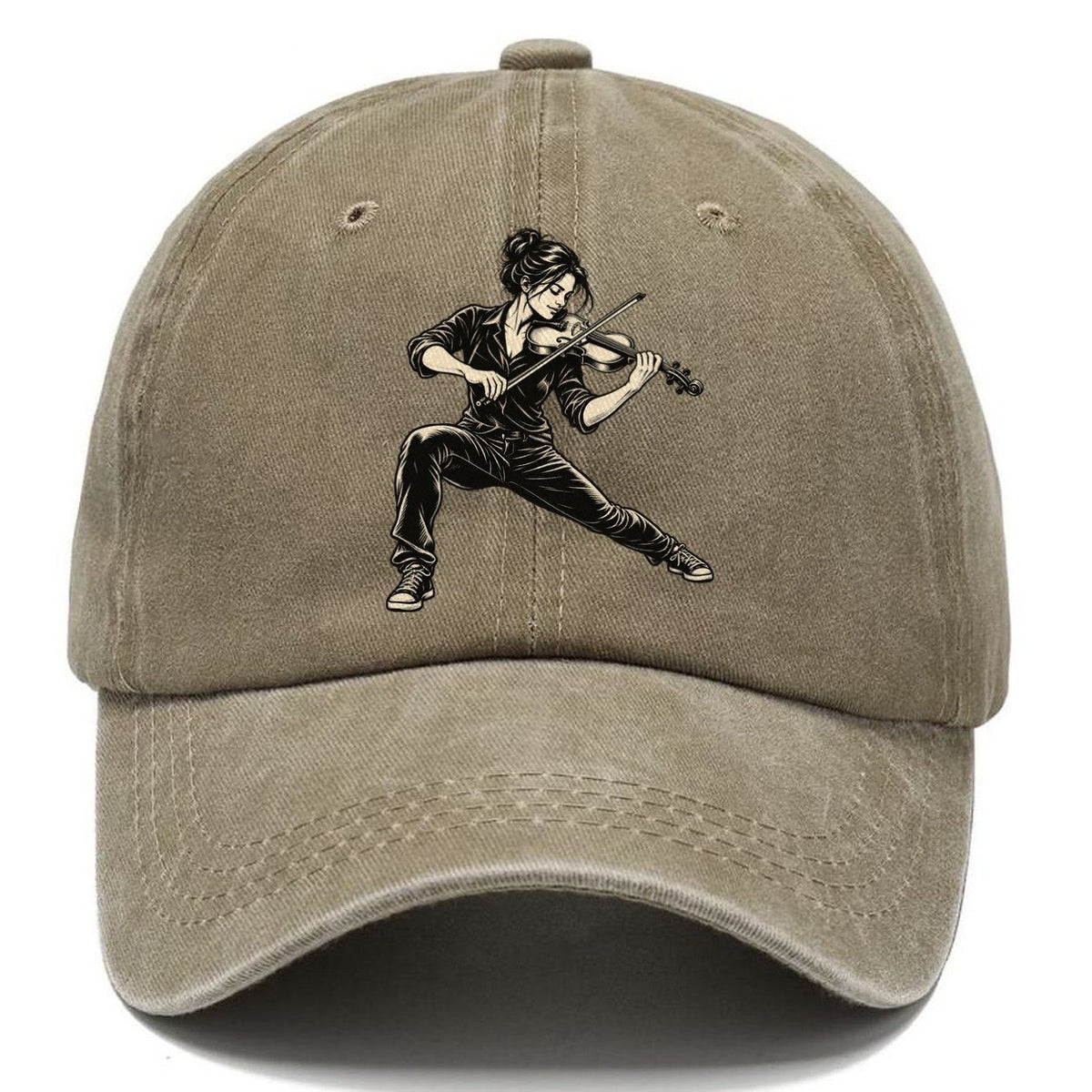Violin Low Lunge Bow Stroke Global Music Ink Figures Classic Cap – Warm Sand