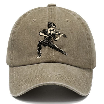 Violin Low Lunge Bow Stroke Global Music Ink Figures Classic Cap – Warm Sand