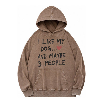 Dog Maybe 3 People Vintage Washed Hoodie – Brown