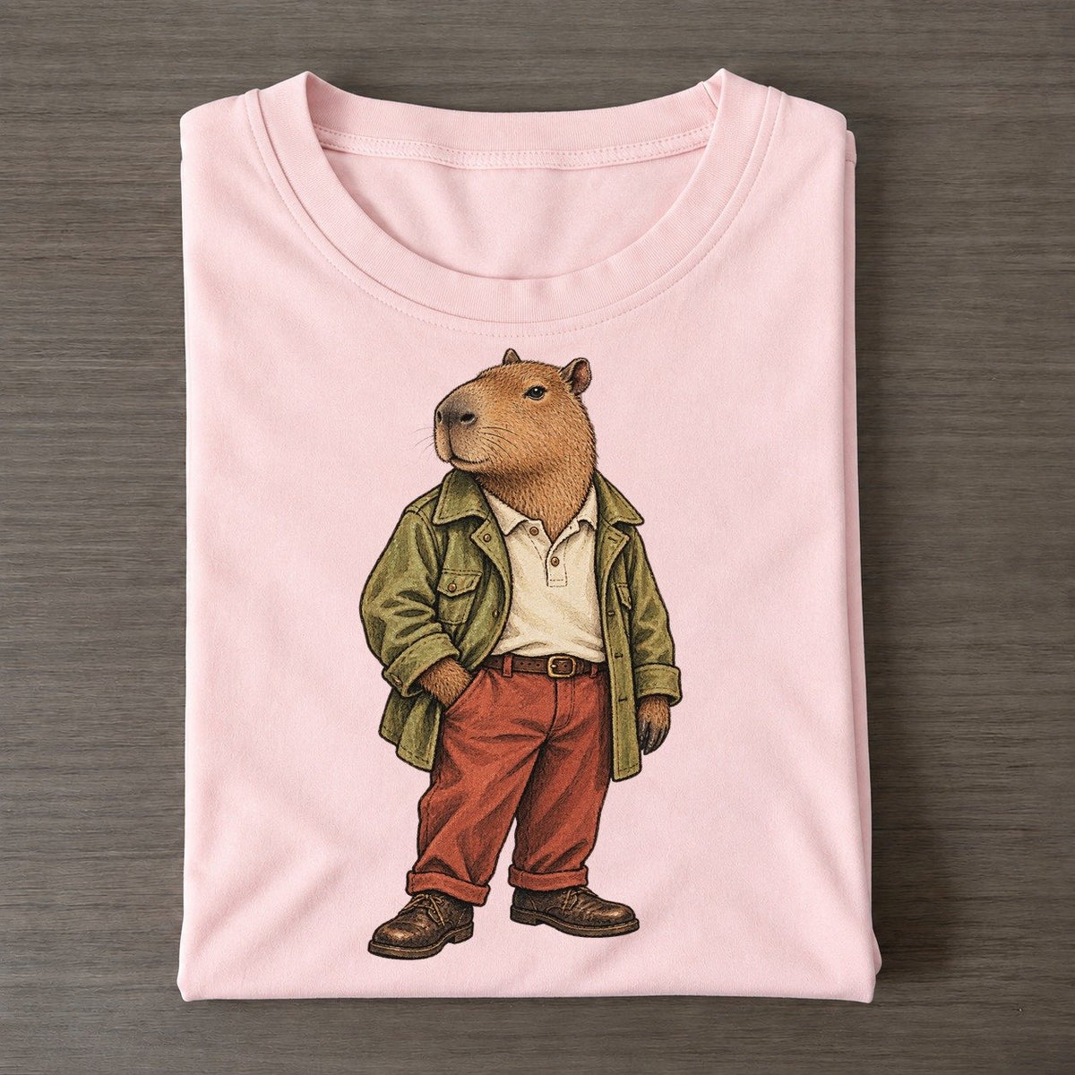 Capybara Wardrobe Portrait Wild Wardrobe Portraits Classic T-shirt – Pink
