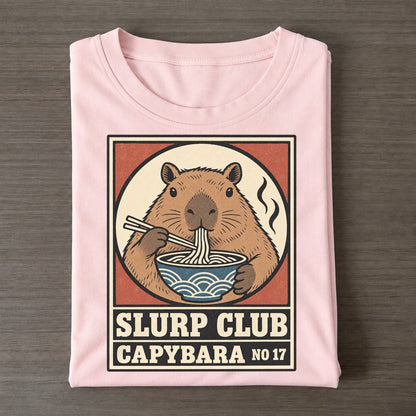 Capybara Calm Slurp Club Classic T-shirt – Pink