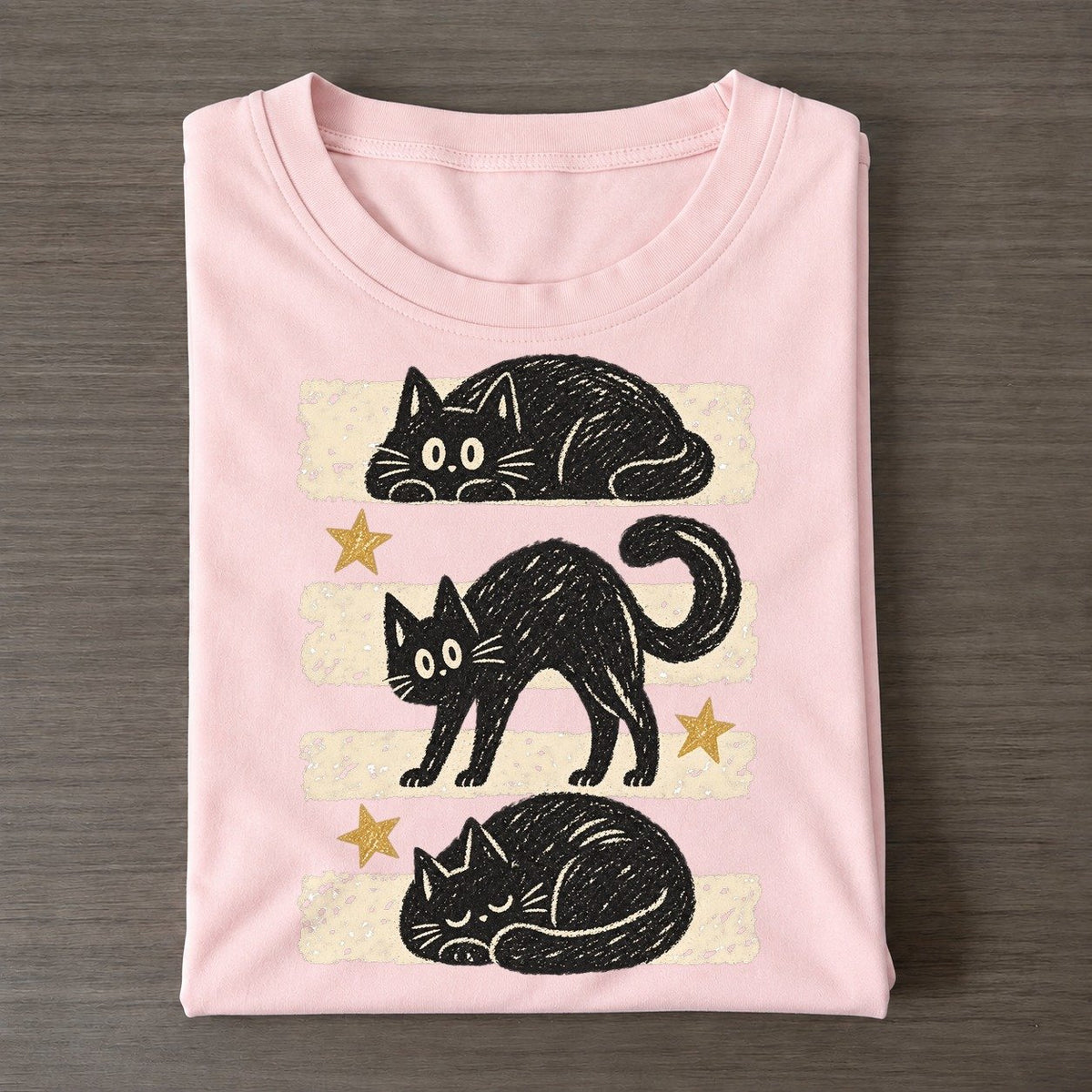 Chalk Black Cats Night Stripes Classic T-shirt – Pink