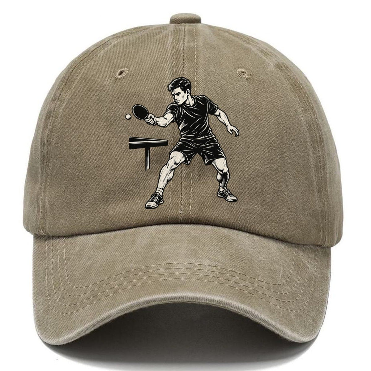 Table Tennis Forehand Loop Global Sports Ink Figures Classic Cap – Warm Sand
