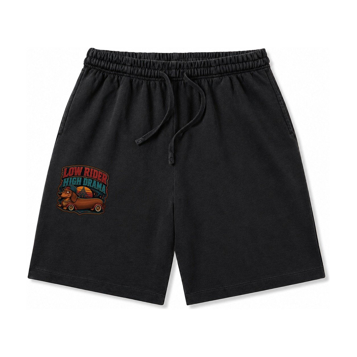 Low Rider High Drama Dachshund Washed Shorts – Black