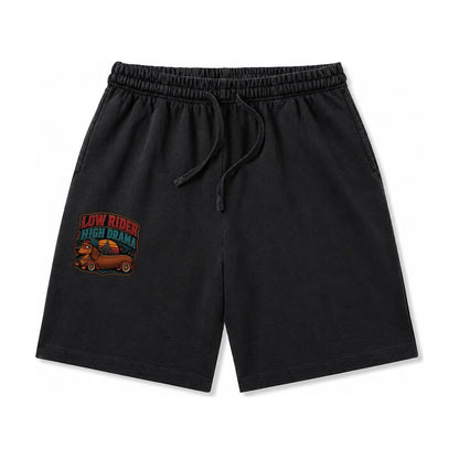 Low Rider High Drama Dachshund Washed Shorts – Black