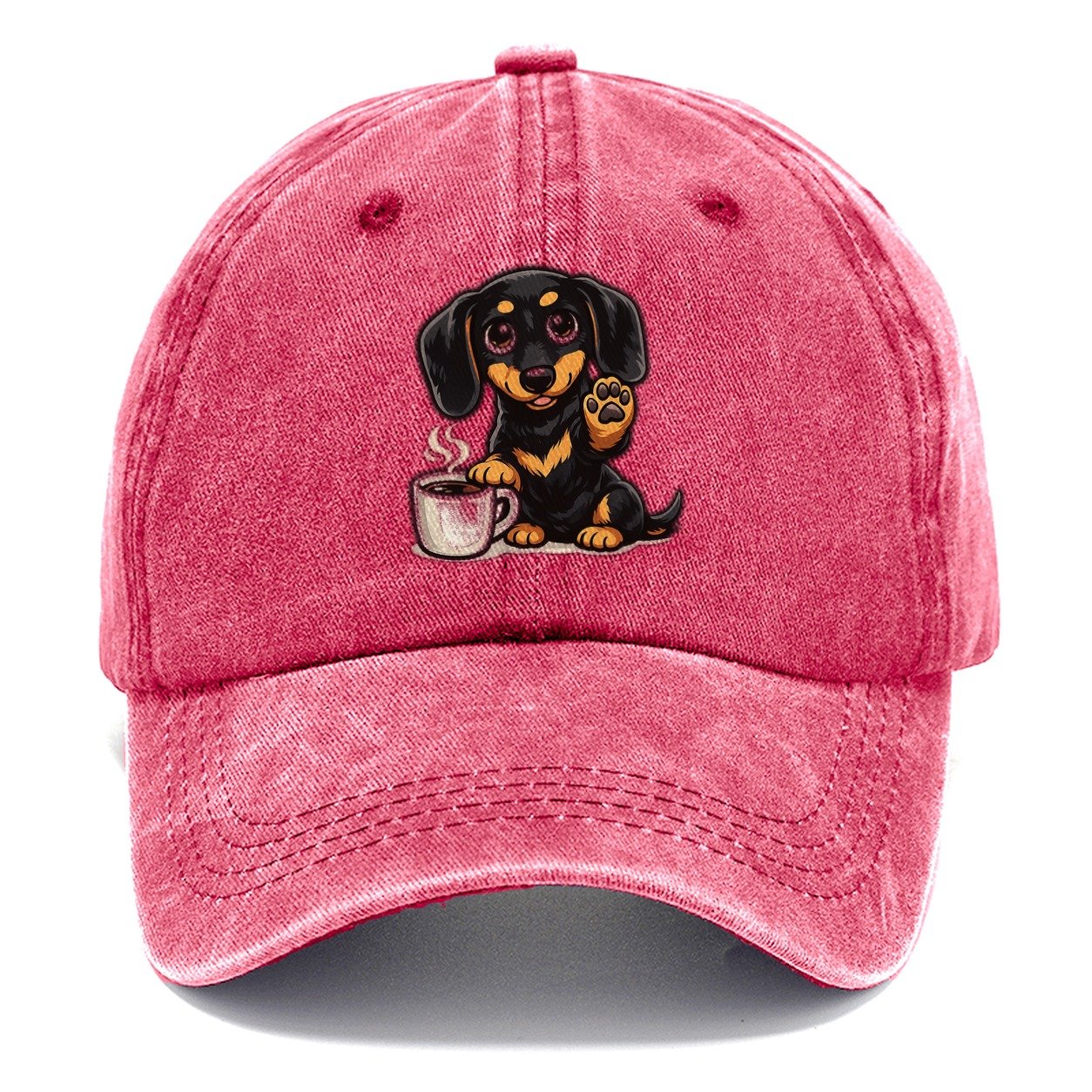 Dachshund Guarding Morning Coffee Classic Cap – Pomegranate Blush