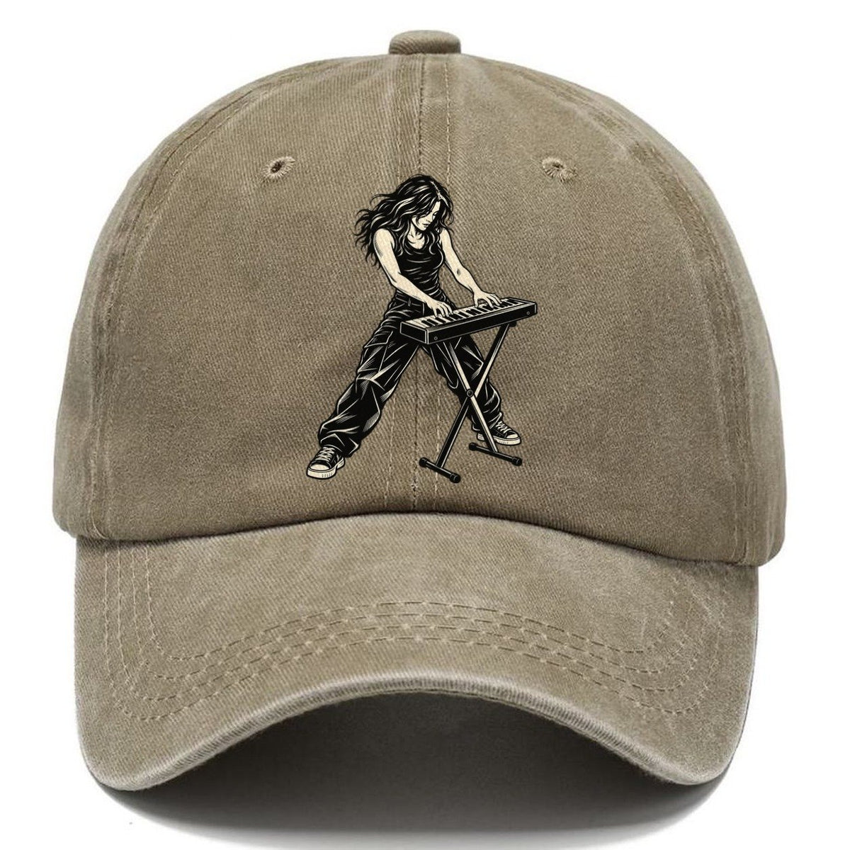 Synth Player Two Handed Chord Global Music Ink Figures Classic Cap – Warm Sand