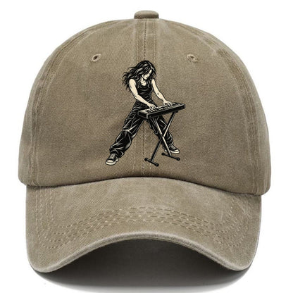 Synth Player Two Handed Chord Global Music Ink Figures Classic Cap – Warm Sand