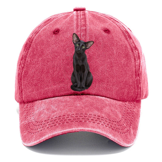 Oriental Shorthair Seated Portrait Realistic Cat Portrait Classic Cap – Pomegranate Blush