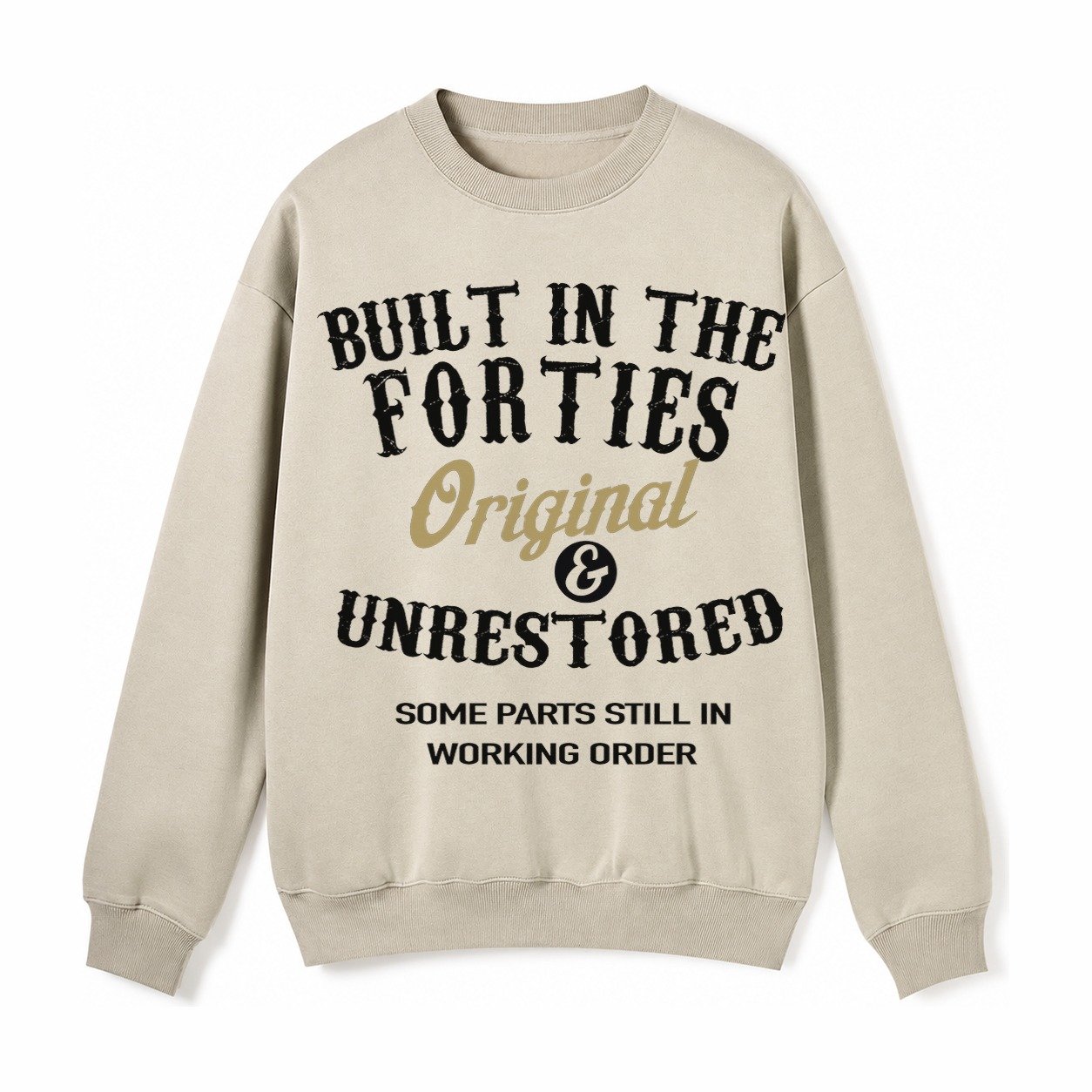 Built In The Forties Original Unrestored Some Parts Still In Fleece Sweatshirt – Light Khaki