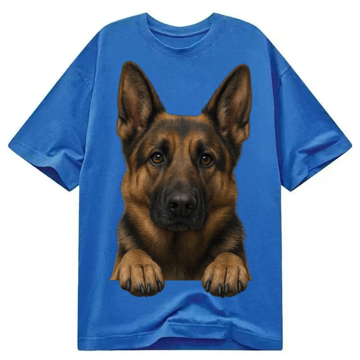 German Shepherd Alert Pointed Ears Intelligent Brown Eyes Bl Classic T-shirt – Blue