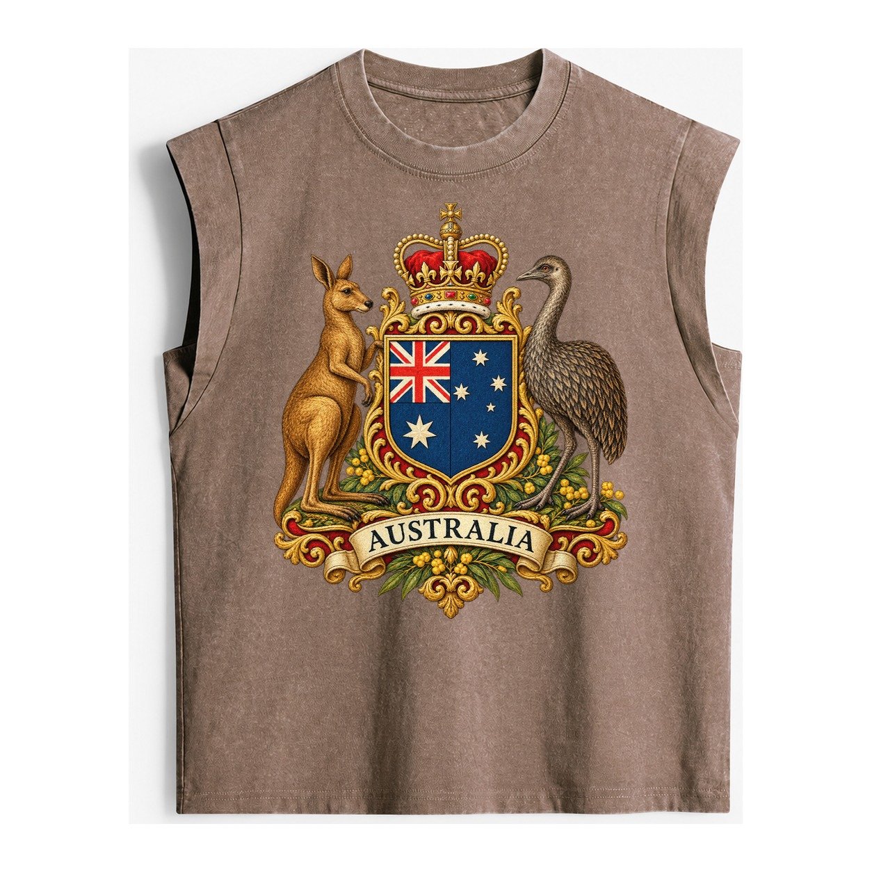 Heritage Coat Badge Vintage Washed Tank – Brown