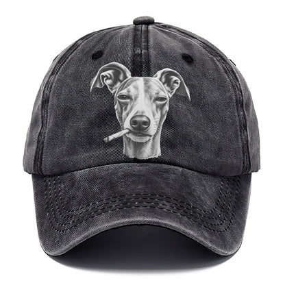 Whippet A Loosely Hand Rolled Cigarette Smoking Dogs Smoking Dogs Portraits Classic Cap – Graphite