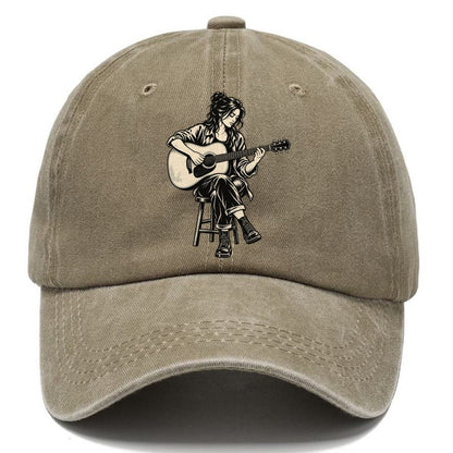 Acoustic Guitar Fingerpicked Passage Global Music Ink Figures Classic Cap – Warm Sand