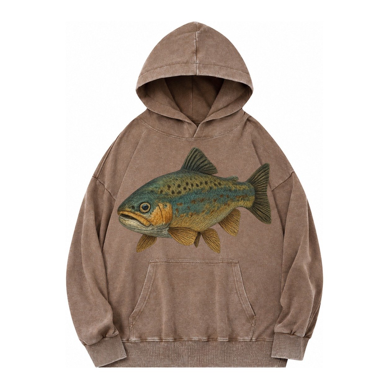Trout Tales Headwear Vintage Washed Hoodie – Brown