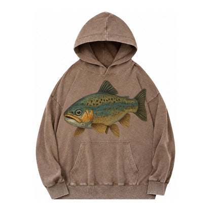Trout Tales Headwear Vintage Washed Hoodie – Brown
