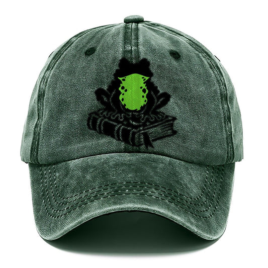 Familiar Toad On A Spellbook Witch Magic Classic Cap – Forest Mist
