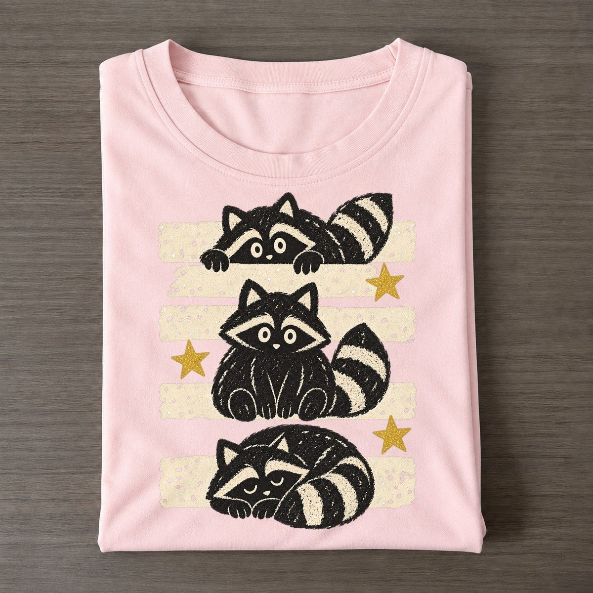 Chalk Raccoons Night Stripes Classic T-shirt – Pink