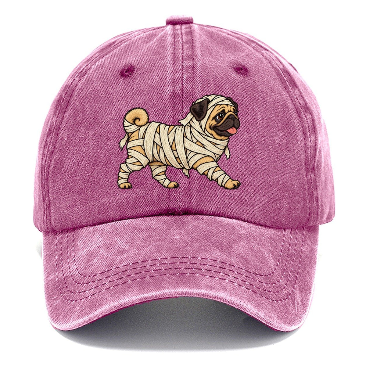 One Pug In Halloween Costume Mummy Wrapped In Bandages Halloween Dog Parade Classic Cap – Dusty Rose
